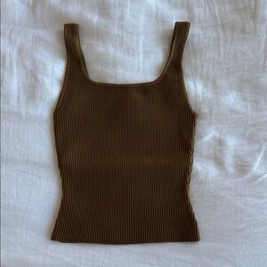 Babaton Olive Ribbed Tank Top